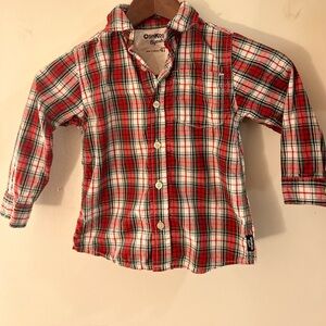 Oshkosh Plaid Button Up Top 4 T EUC